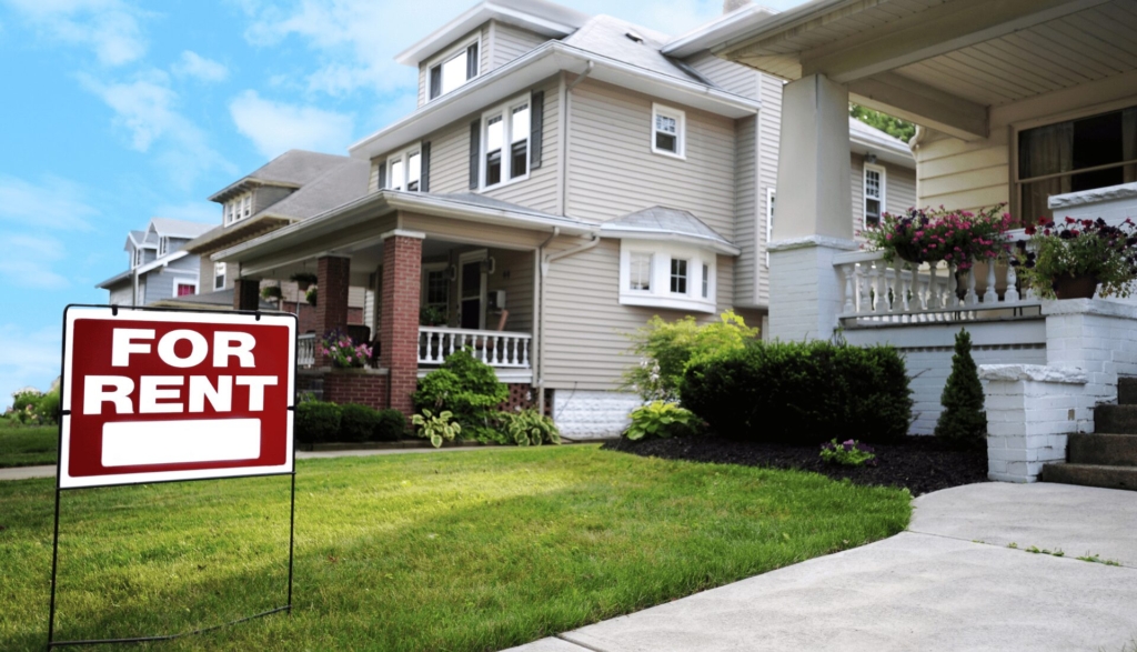 A balanced scale comparing renting and owning a home, highlighting key differences and considerations.
