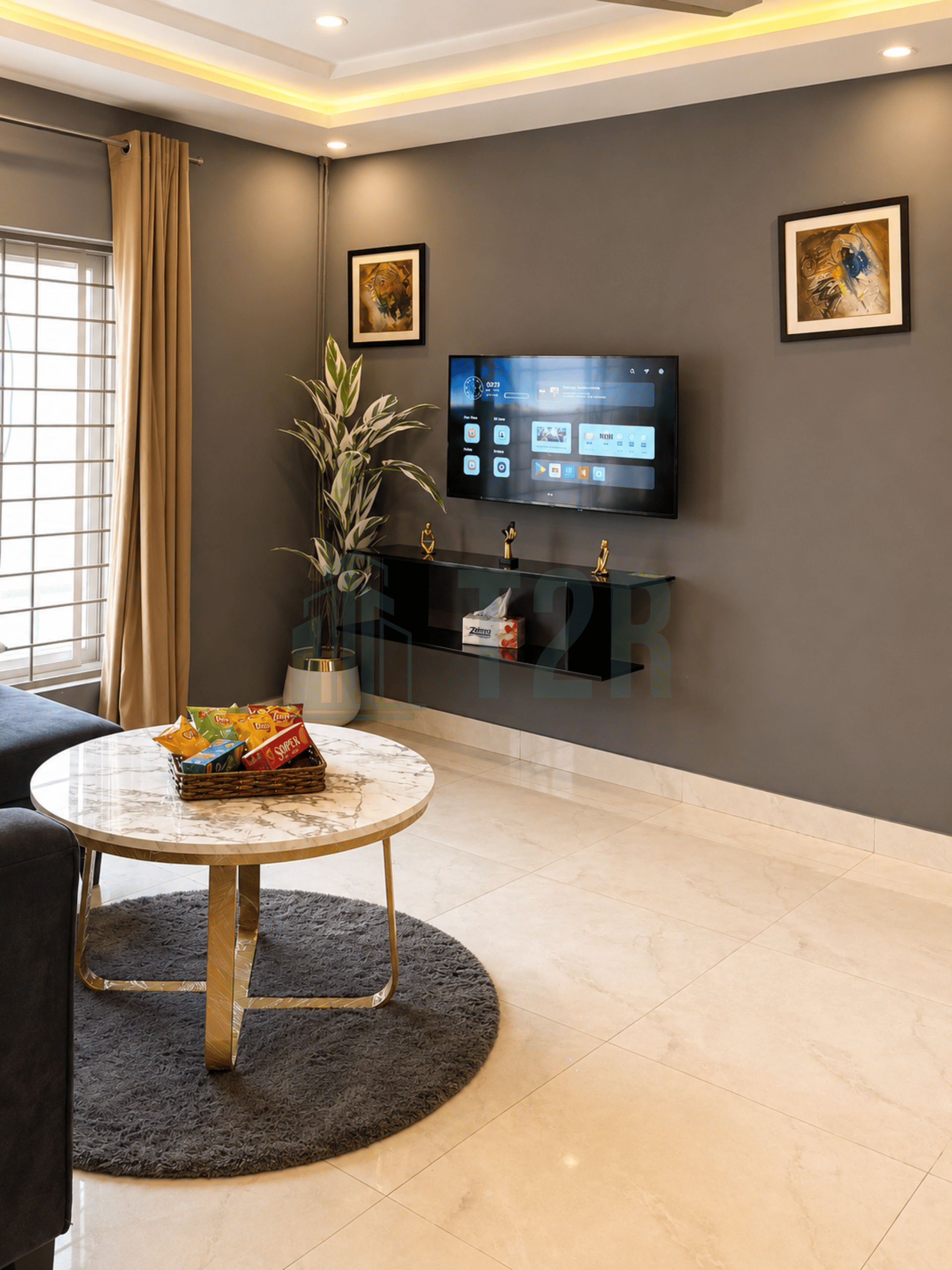 Modern 1BHK in Bahria Town Lahore TV Lounge by T2R (8)